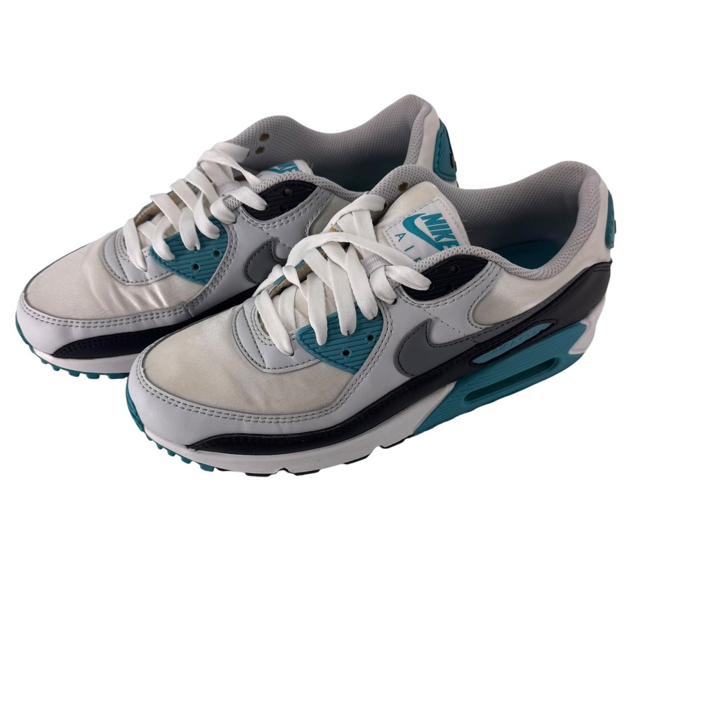 Nike Air Max 90 Womens 10 White Grey Teal Metallic Sneakers FB8570-101 - Picture 3 of 11